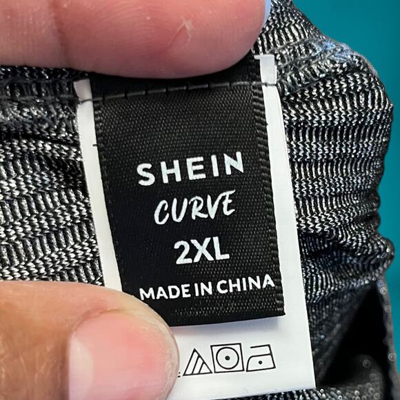 Shein Curve Blouse 2XL Ribbed Side Cinch Layered Ribbed Top Office Law Shimmer - Picture 7 of 8